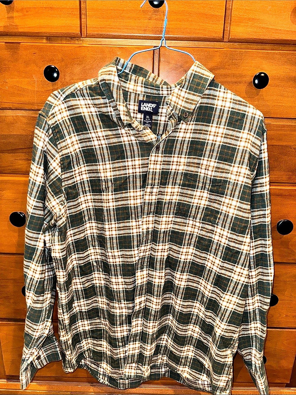 Lands' End Men's Plaid Cotton Shirt Size XL Like New